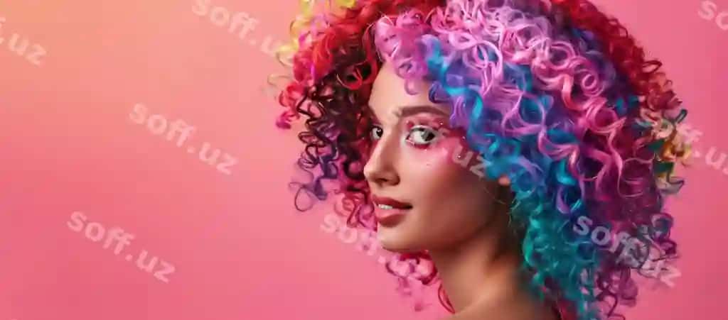 Portret qiz studiya ko'plab rangli soch | Portrait girl studio multicolored hair 2
