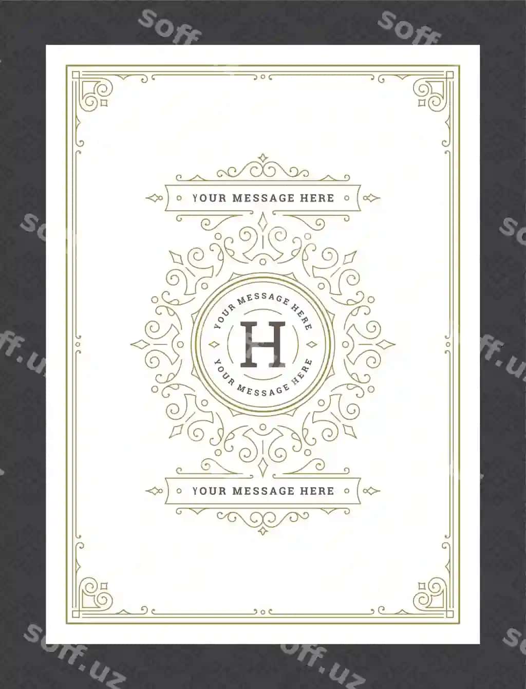 Eski dekor tabrik kartochkasi khattot bezatilgan aylanma vignetlar | Vintage ornament greeting card calligraphic ornate swirls vignettes