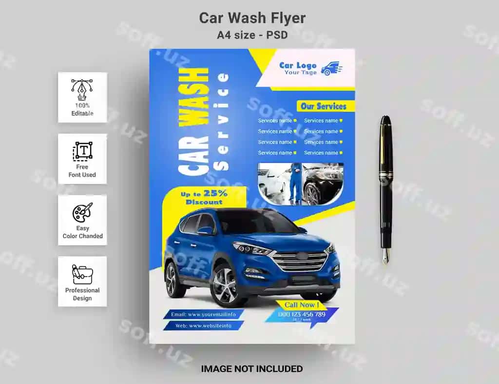 Avtomobil yuvish xizmati flyer promotsiyasi | Car wash service flyer promotion