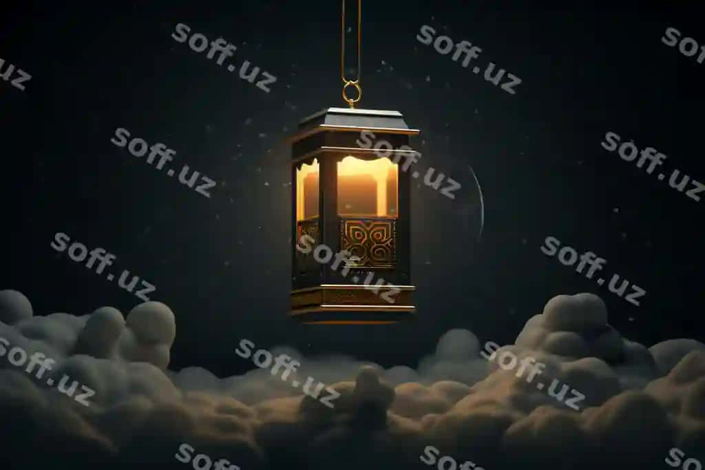 Hajj furnari Kaaba bulutlari va oy ichida | Hajj lantern with kaaba clouds moon inside