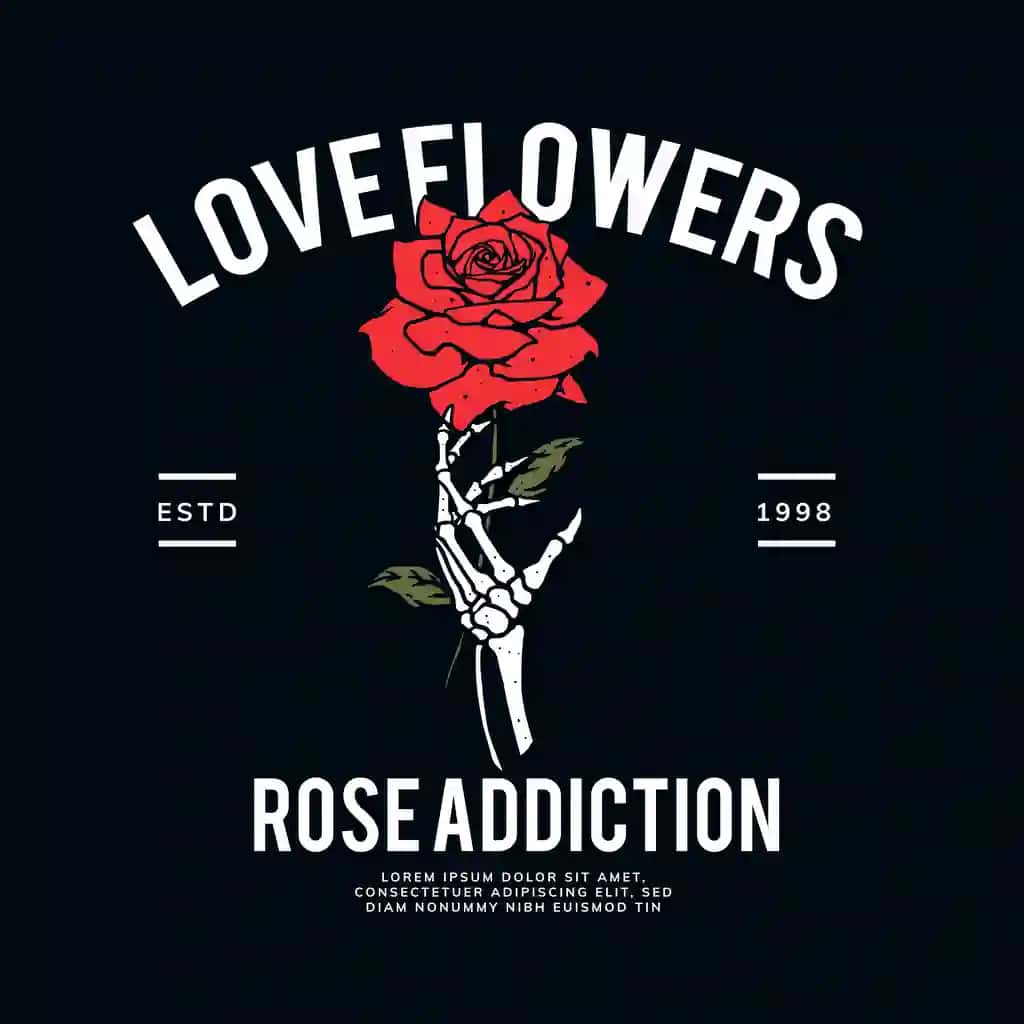 Atirgul gullari tasviri ko'cha kiyimi uslubi | Rose flower illustration streetwear style