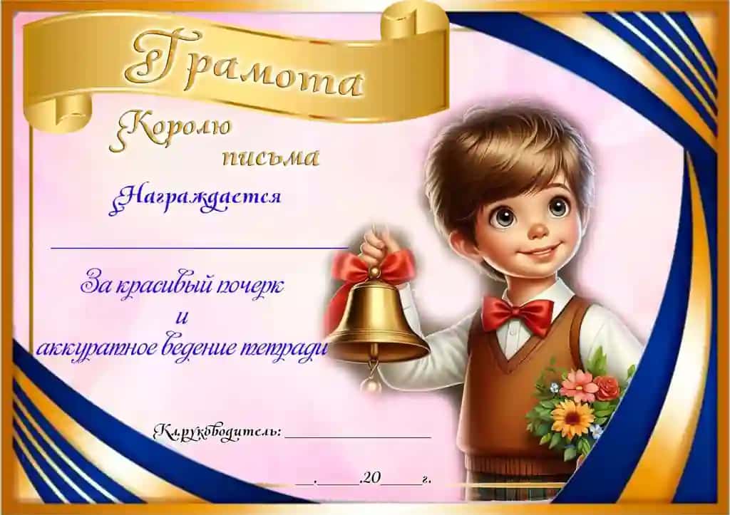 Грамота за красивый почерк