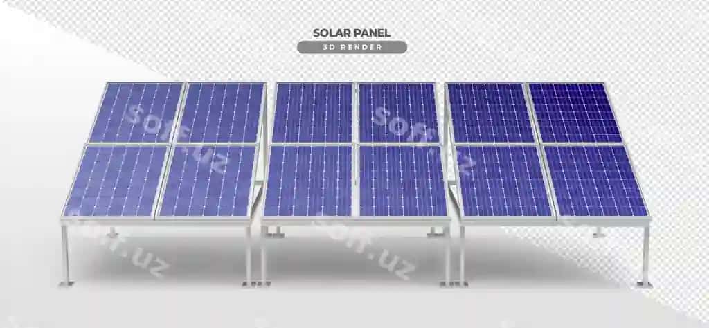 Quyosh energiyasi paneli aloy asosli pol 3D haqiqiy render | Solar power plates aluminum base floor 3d realistic render