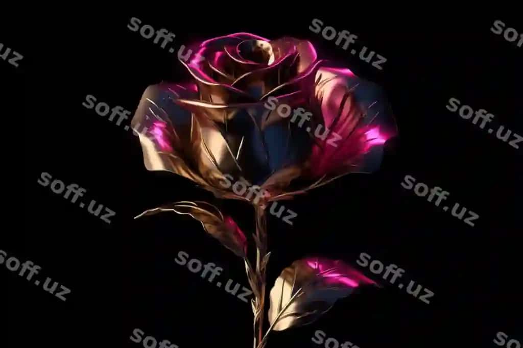 Pushti oltin gul binafsha orqa fon bilan | Pink gold rose with purple background