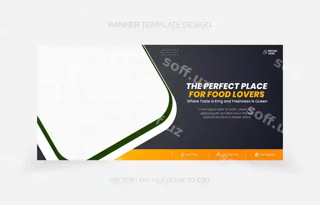 Shablon dizayn banner restoran ovqat promo veb ijtimoiy media maqsad | Template design banner restaurant food promo web social media purpose