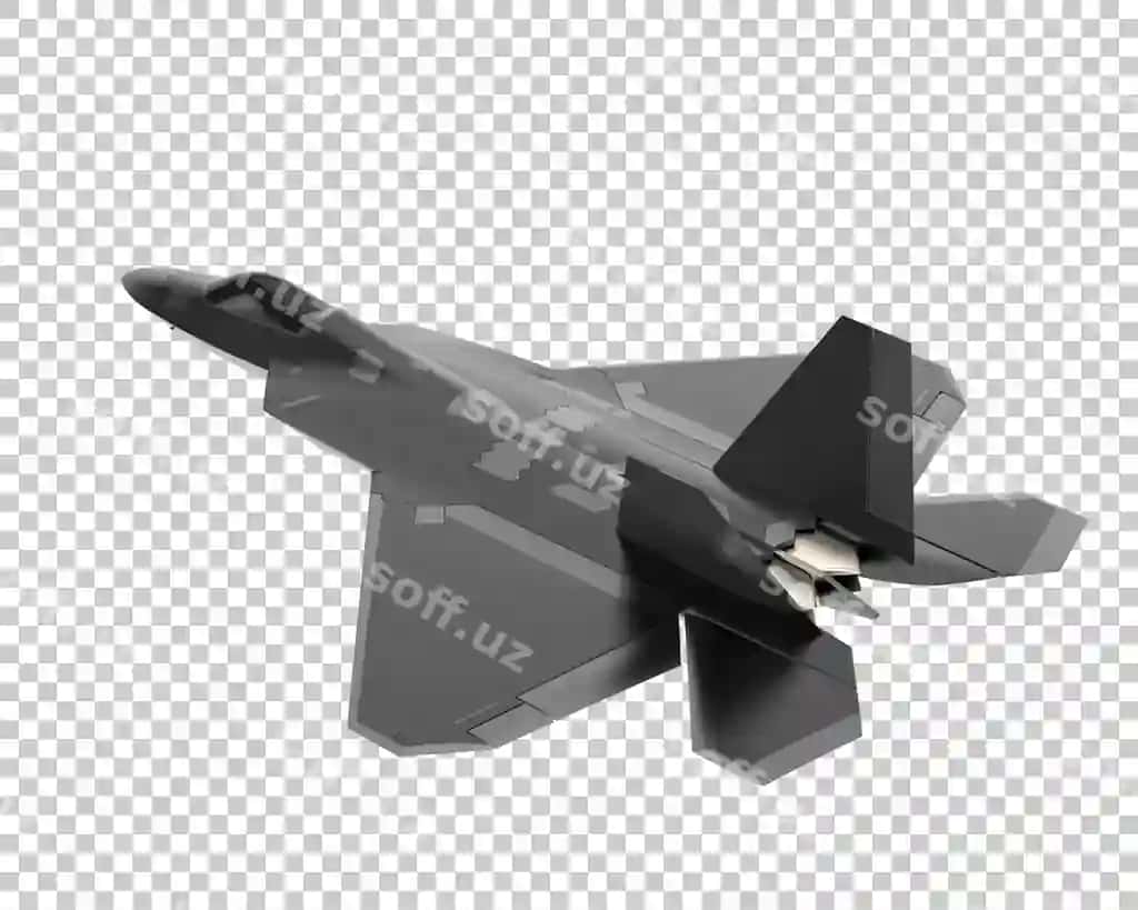 Zirhli tarkiyalar ayrilgan shaffof fonda 3d render qilingan illustratsiya | Fighter aircraft isolated transparent background 3d rendering illustration 2