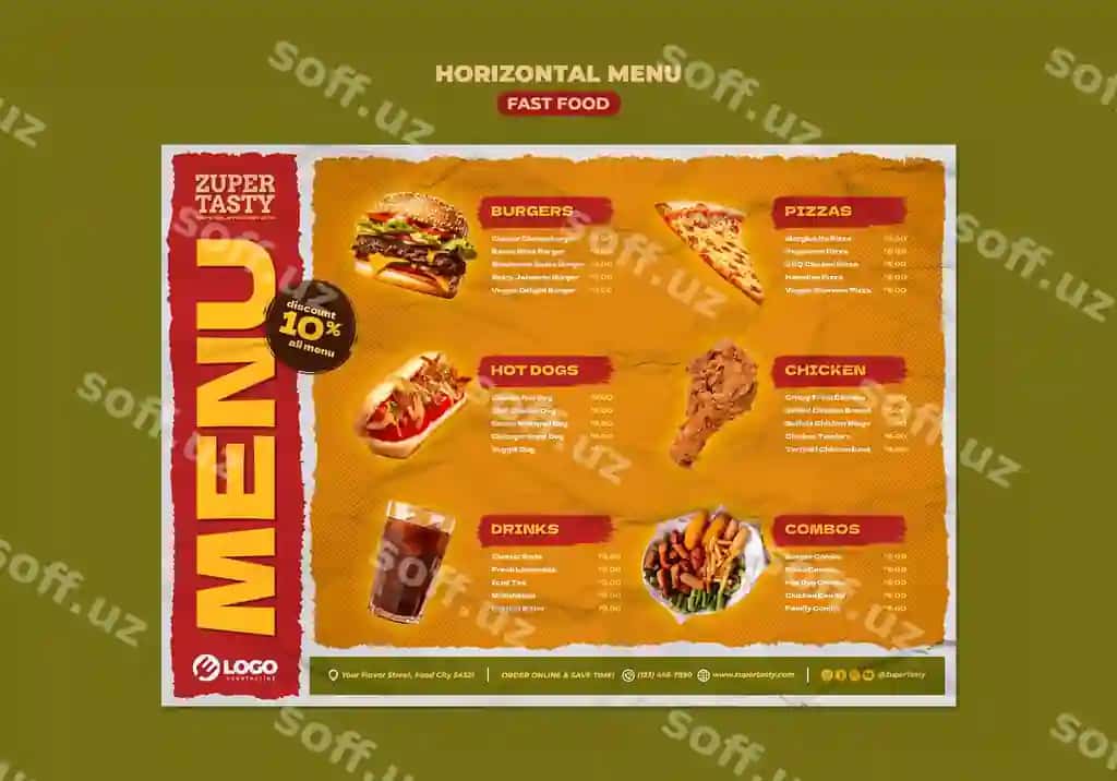 Mazali tezkor ovqat shabloni | Delicious fast food template