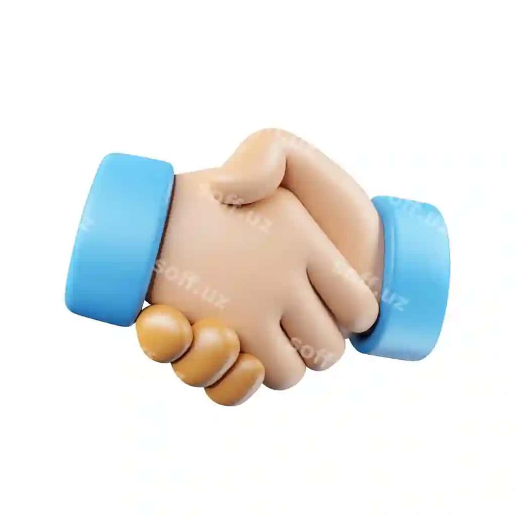 Qo'l boshlash 3D ajraltirilgan oq fonda | Handshake 3d isolated white background