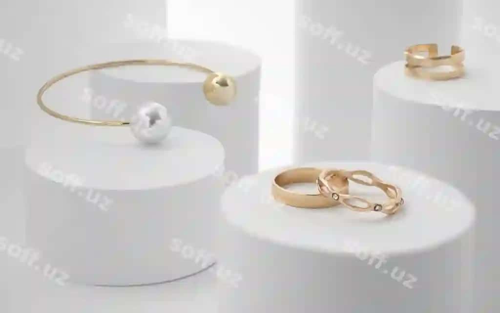 Oltin marvarid bilaguzuk uzuklari oq qog'oz silindrlari | Golden pearl bracelet rings white paper cylinders