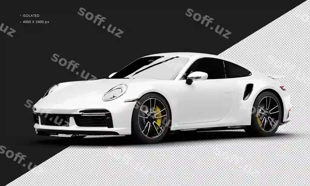 Ajraltirilgan realistik metalik oq ma'rifiy kupe super sport avtomobil | Isolated realistic metallic white legendary coupe super sport car