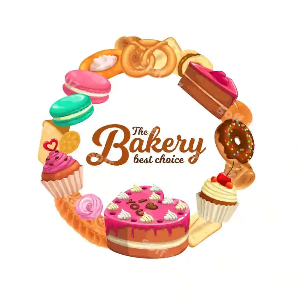 Konfetlar shirinliklari vektor aylanma ramka | Confectionery sweet desserts vector round frame 2