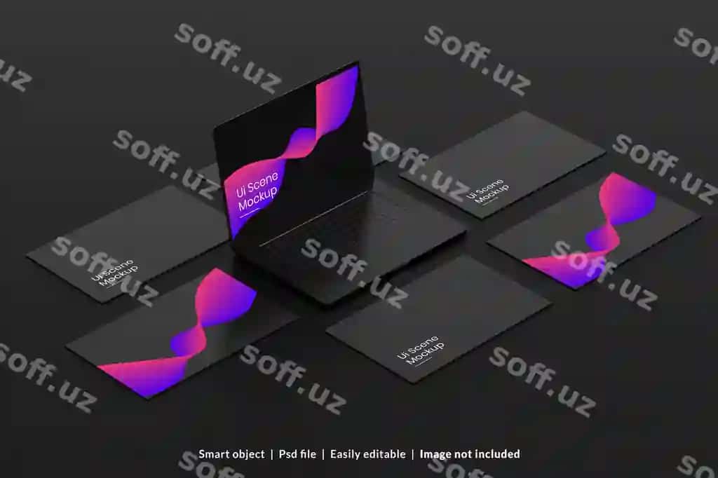 Qora ko'plab qurilmalar moslashuvchan namunalar | Black multi devices responsive mockups