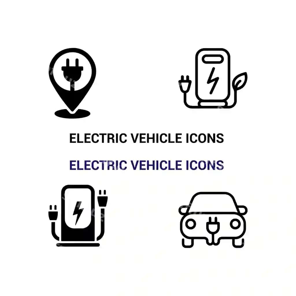 Elektrli avtomobil va elektrli avtomobil zaryadlash stantsiyasi ikonkalari | Electric car electric car charging station icons