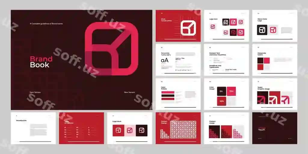 Tahrirlanga olinadigan landshtyam brend qo'llanma shabloni | Editable landscape brand manual template