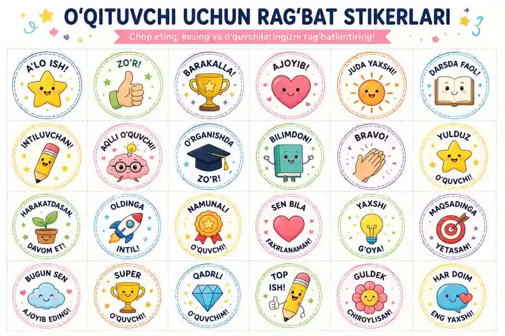 O‘qituvchi uchun Rag‘bat Stikerlari