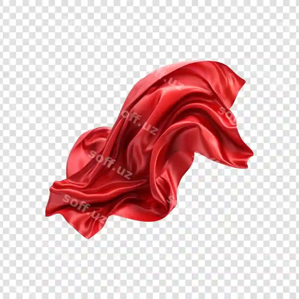 Qizil silk mataxa parvoz etayotgan ajraltirilgan shaffof fonda | Red silk fabric flying isolated transparent background