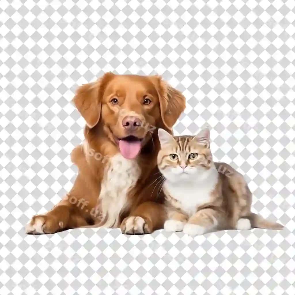 Uy sharoitidagi mushuk it ajraltirilgan shaffof fonda png fayl formati | Domestic cat dog isolated transparent background png file format