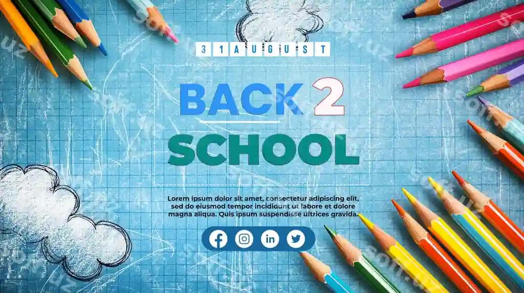 Back maktab chalk doska orqa fon tahrirlanga matn effekti | Back school chalk blackboard background editable text effect