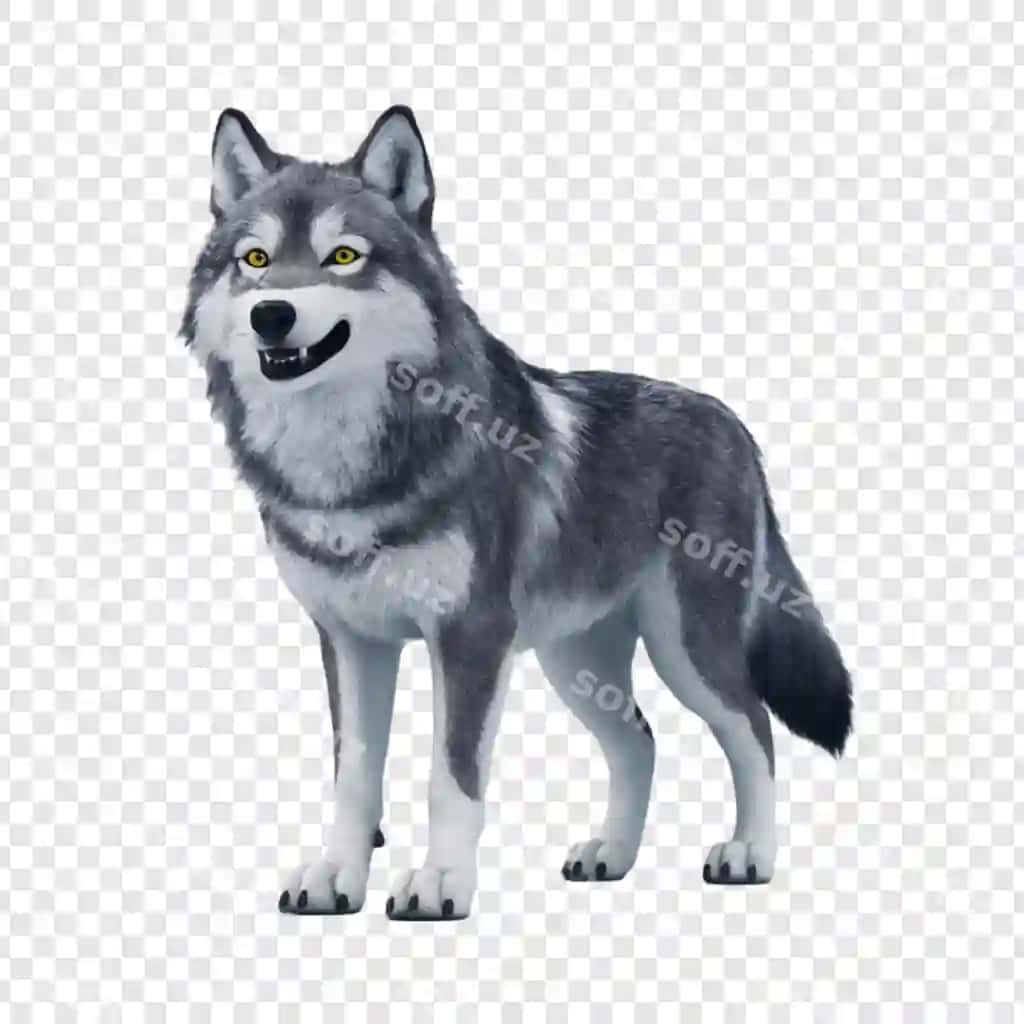 Buz sariq ko'zlari bilan oq fonda ko'rsatilgan | Wolf with yellow eyes is shown white background