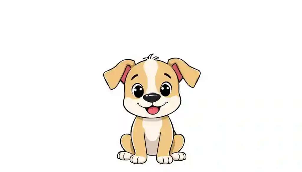 Oddiy ikki o‘lchovli multfilm, yoqimli it tasviri, ajratilgan fonda bolalar uchun ilhom bilan chizilgan. | Simple 2dimensional cartoon cute dog illustration isolated background childrens drawing inspiration ai generated