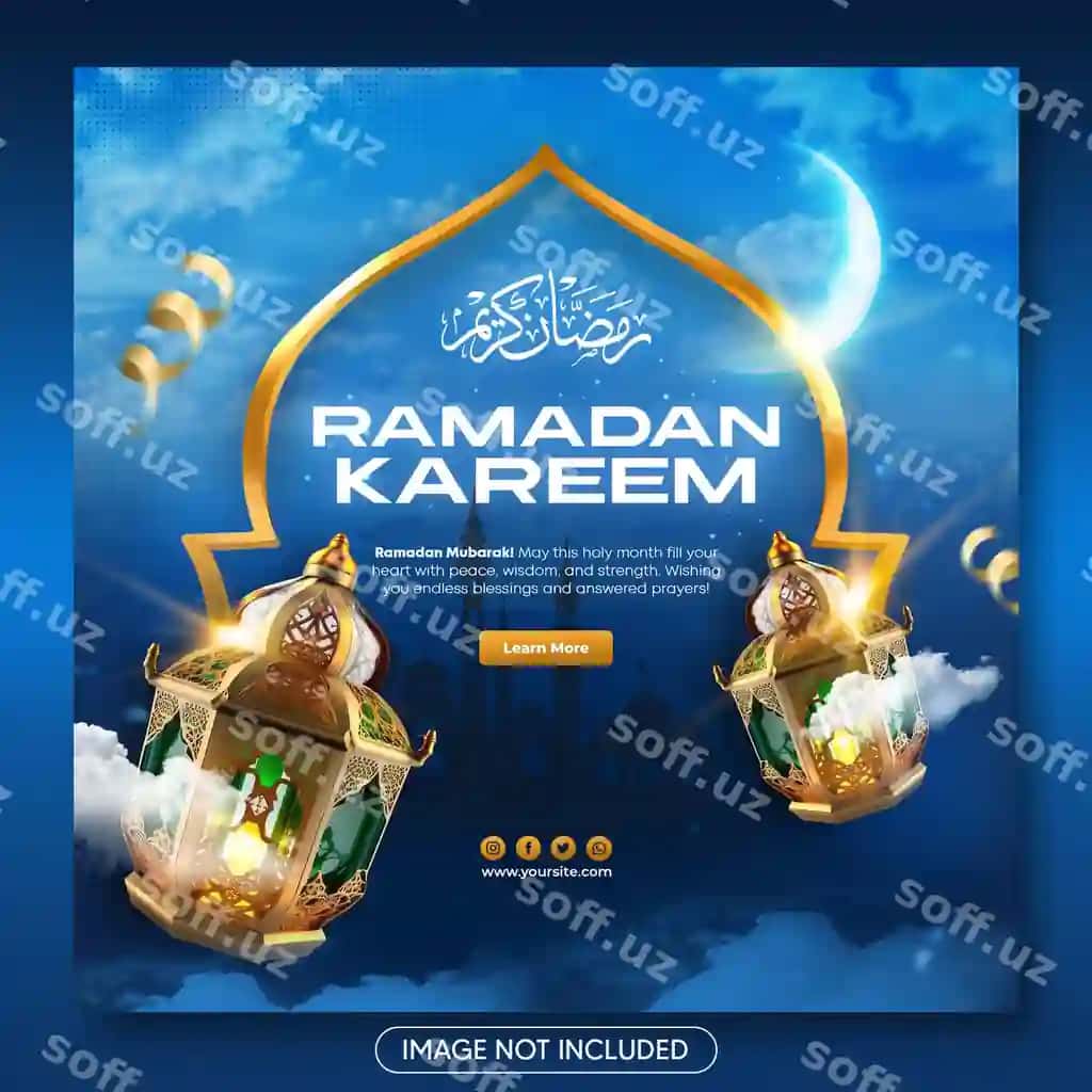Psd Ramazon kurbon ijtimoiy tarmoqlar flyer shabloni veb banner | Psd ramadan kareem mubarak social media flyer template web banner