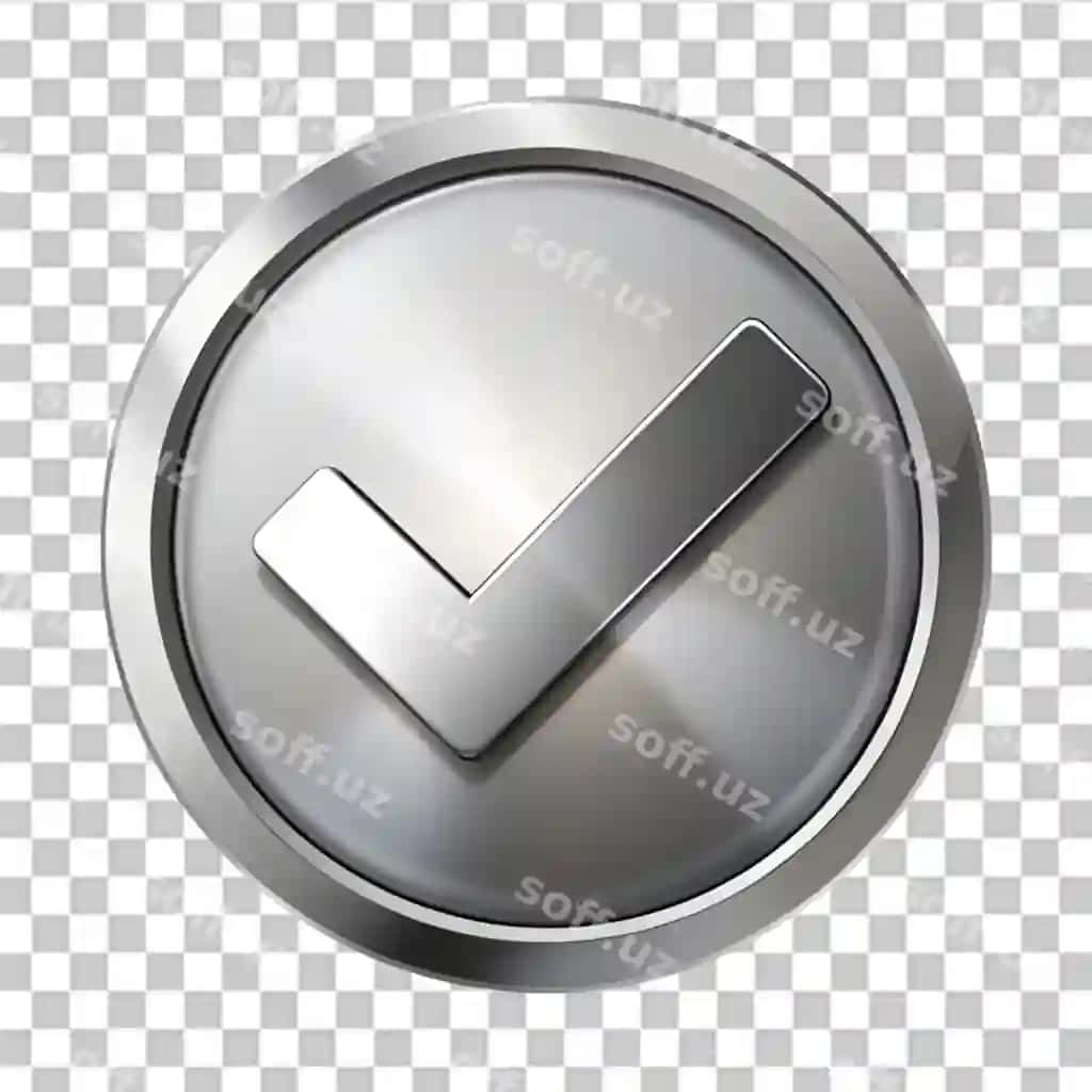 Kumush teksharitish belgisi doira belgisi ajraltirilgan shaffof orqa fonda | Silver check mark circle symbol isolated transparent background
