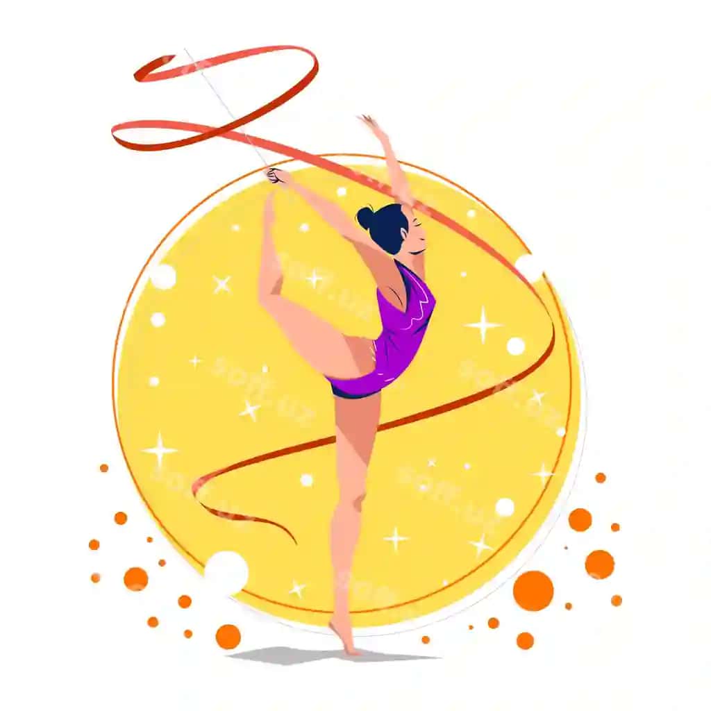 Ritmik gimnastika shiftfon bilan raqs etish kontseptsiyasi | Rhythmic gymnastics dancing with ribbon concept