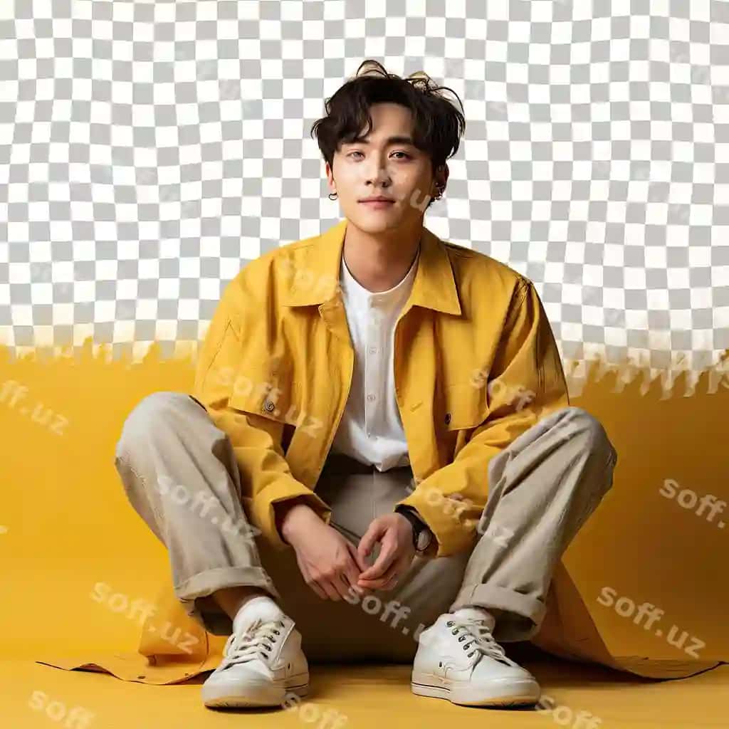Osiyo millatiga mansub fotograf kiyingan kalta sochli xavotirli kattalar erkak | Anxious adult man with short hair from asian ethnicity dressed photographer