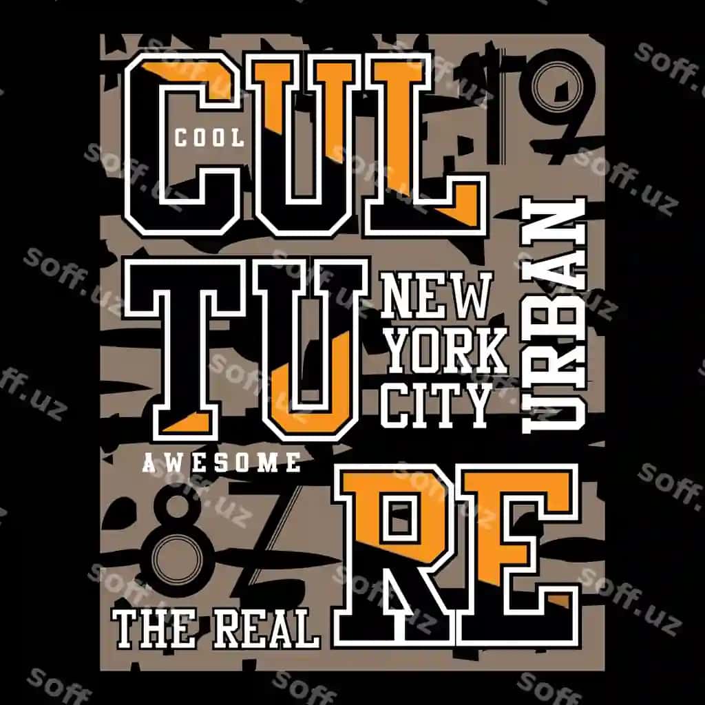 Vektor madaniyat slogani harflar rasmlar dizayni | Vector culture slogan letters images design