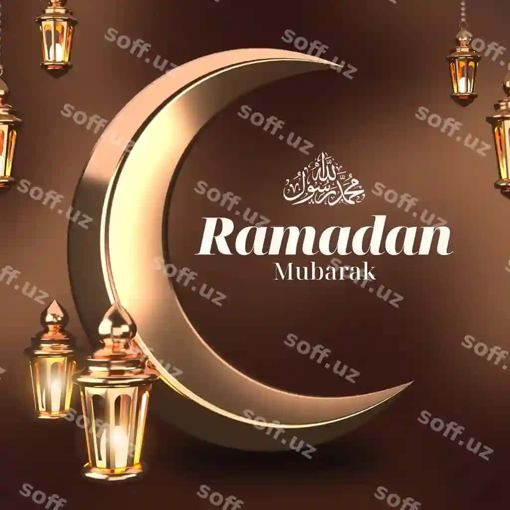 3D Ramazon muborak ijtimoiy media posti hilol shaklidagi islamiy chiroqlar bilan | 3d ramadan mubarak social media post with crescent islamic lanterns