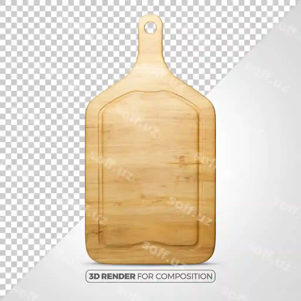 Haqiqiy yong'oq oshxona doskasi 3D render | Realistic wooden kitchen board 3d rendering