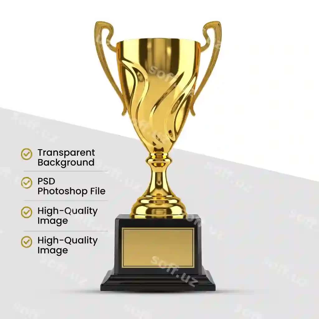 Chiroyli oltin muboraq kupa ajraltirilgan shaffof orqa fonda ramz | Elegant golden trophy cup isolated transparent background symbol 2