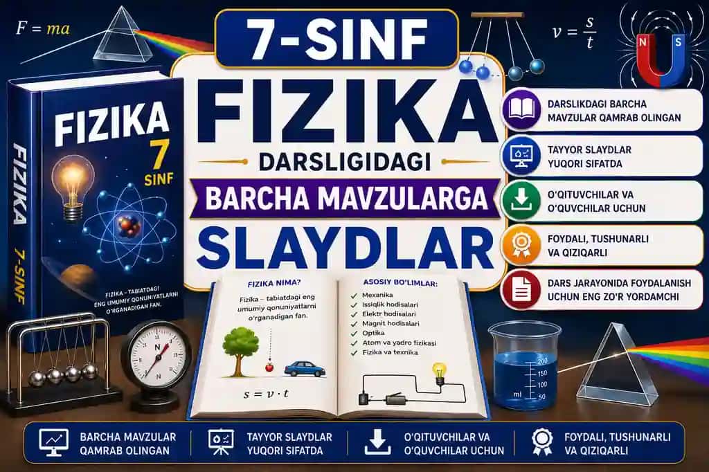 7-sinf Fizika darsligidagi barcha mavzularga slaydlar