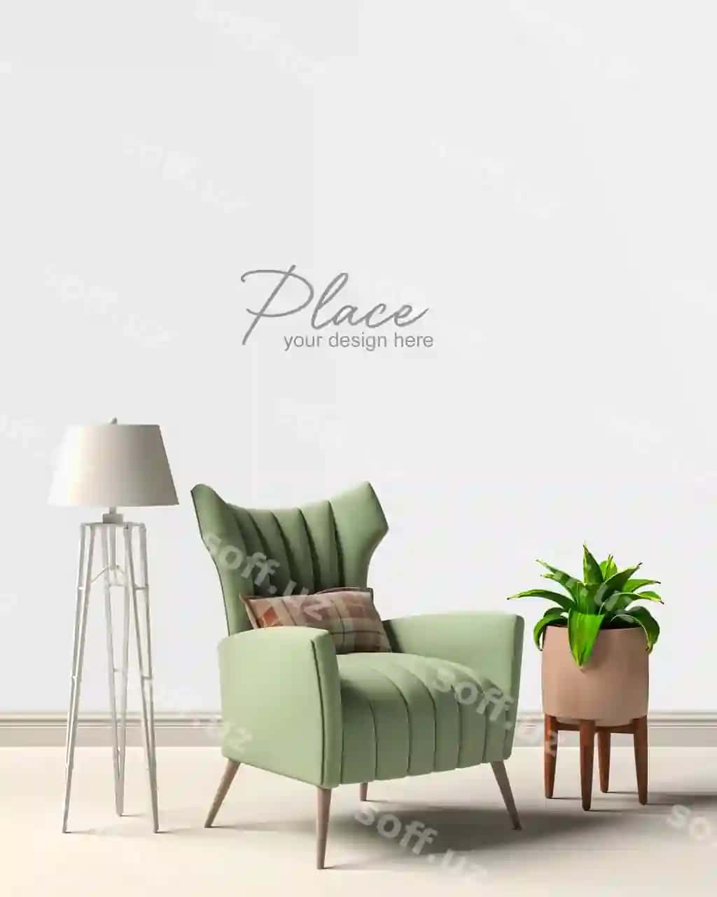 Ichki yashash xonasining devor namunasi | Interior living room wall mockup