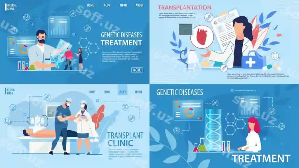 Genetik kasallik terapiyasi transplantatsiyasi veb shablon komplekti | Genetic disease therapy transplantation web template set 2
