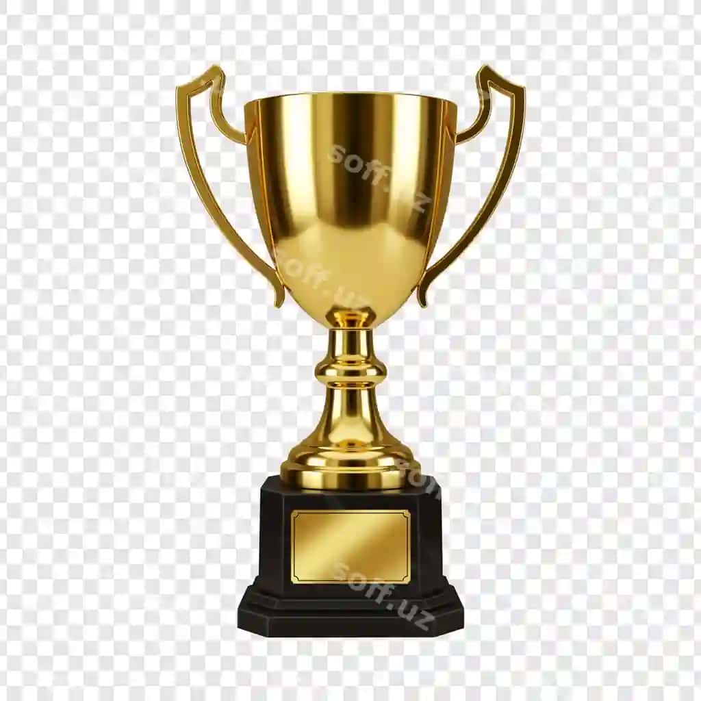 Oltin kubok shaffof fon | Golden trophy transparent background