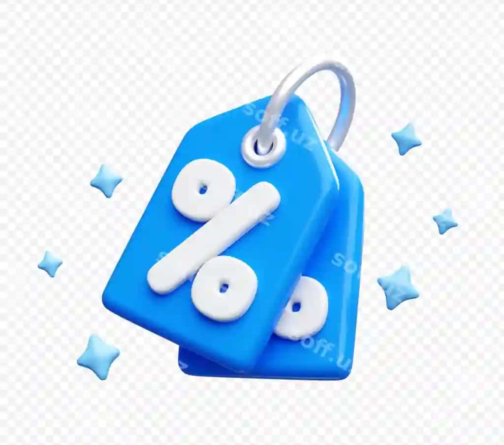 3D onlayn xarid ikonasi foizli chegirma kuponi etiketi | Tag label with percentage discount coupon online shopping icon 3d