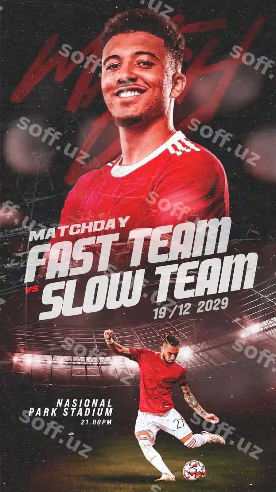 Futbol sport matcha kuni flyeri ijtimoiy tarmoqlar posti banneri Instagram | Soccer sports matchday flyer social media post banner instagram