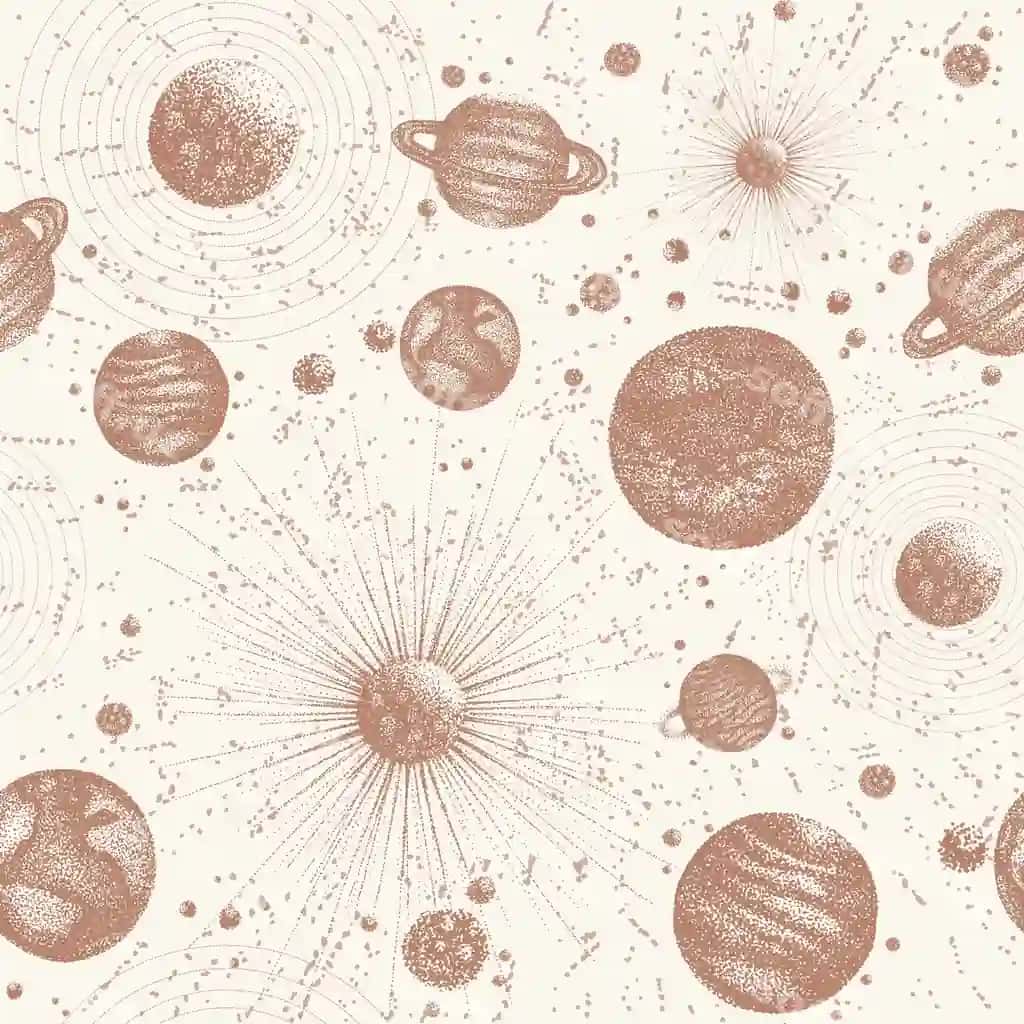 Chetlanmagan naqsh yulduzlar tashqi sayyora jismi aylanasi | Seamless pattern with stars surrounded by celestial bodies outer