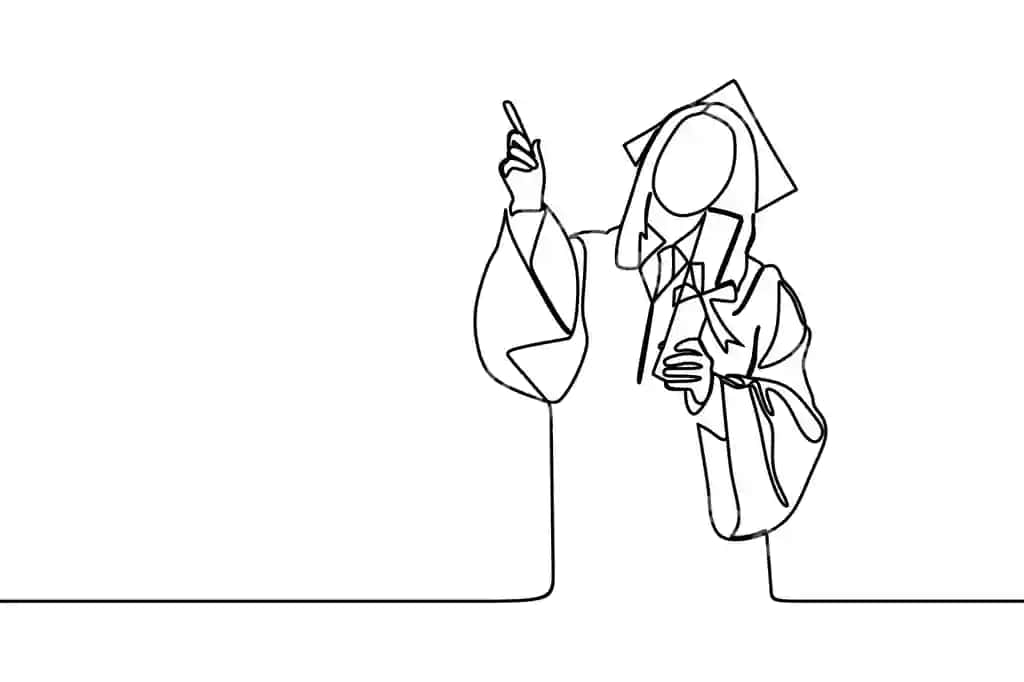 Davomiyl chiziq chizish yosh ayol universitet bitiruvchisi | Continuous line drawing young female university graduate