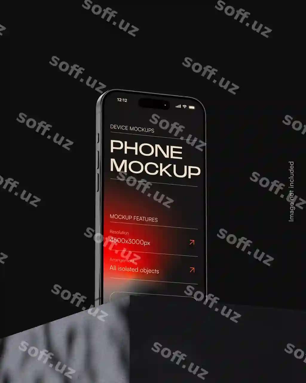 Telefon namunasi beton devor noaniy soya qatlami bilan | Phone mockup concrete wall with subtle shadow overlay