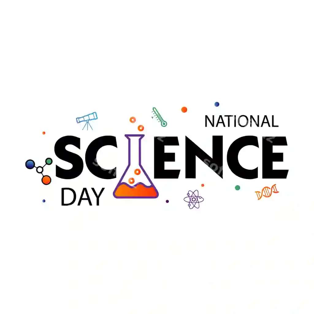 Milliy ilmiy kun devor paramıdasi ilmiy laboratoriya elementlari bilan | National science day wallpaper with science lab elements 2