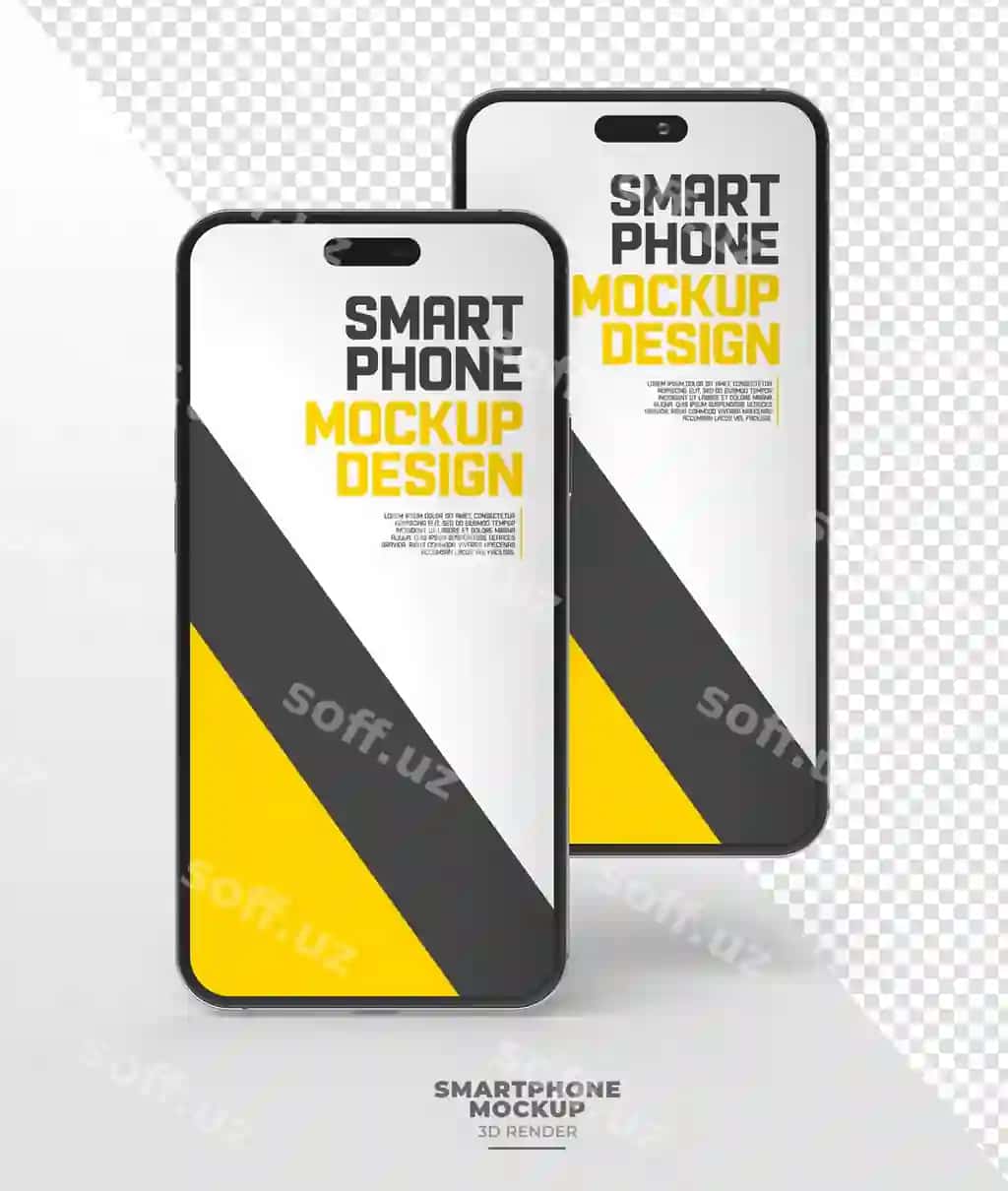 Mockup telefon qora va sariq orqa fondli | Mockup phone with black yellow background