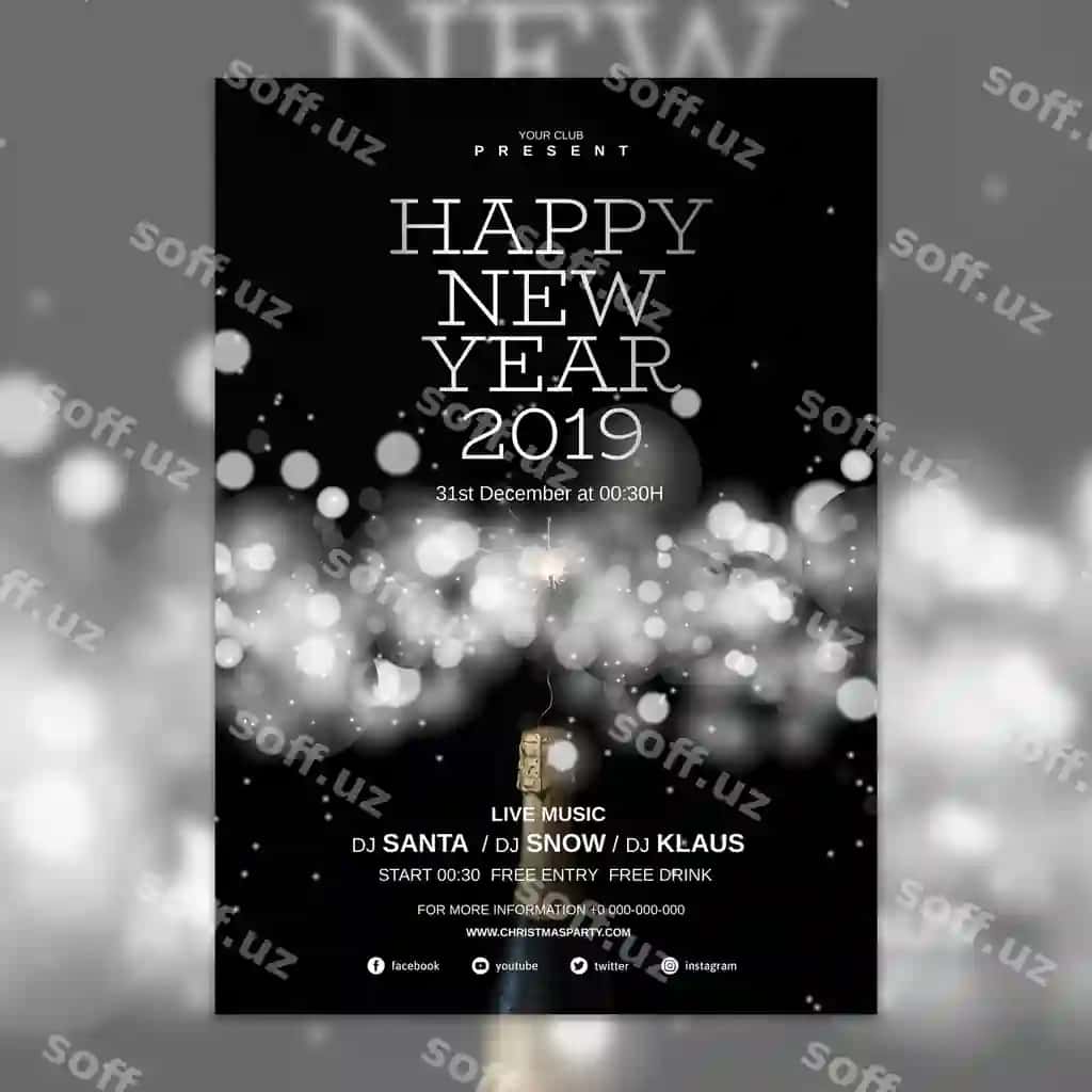 Elegant Yangi yil qop shabloni | Elegant new year cover template