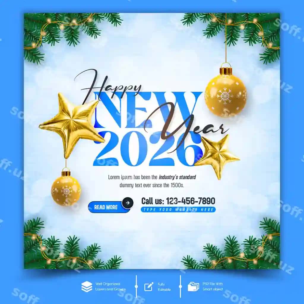 Baxor oyi 2026 tabrigi ijtimoiy media baneri Instagram posti | Happy new year 2026 celebration social media banner instagram post