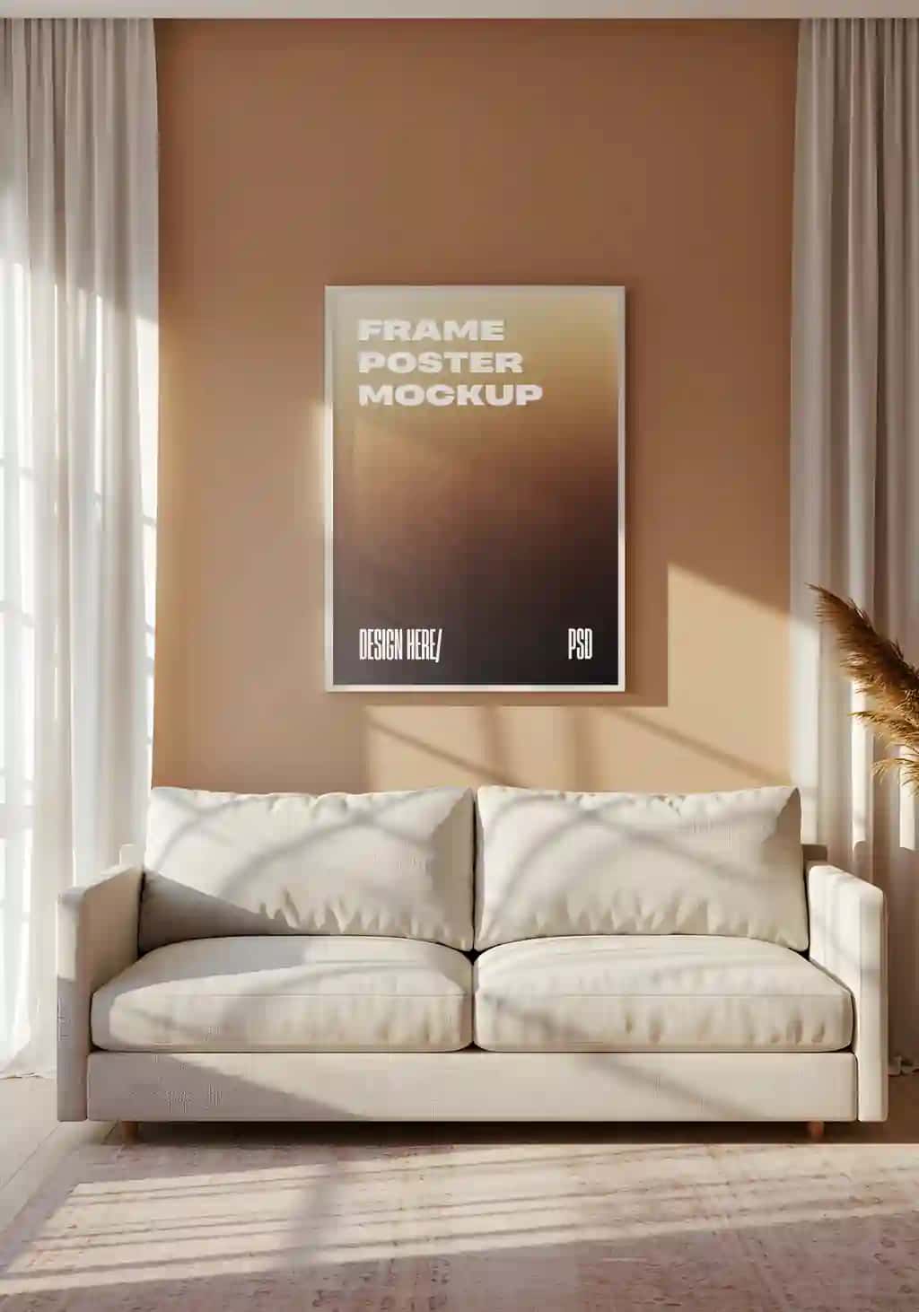 Afisha maketi bilan shinam yashash xonasi manzarasi | Cozy living room scene with poster mockup
