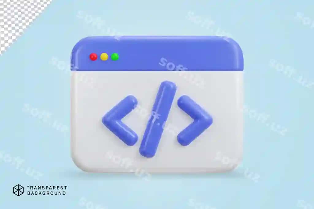 3d kod ikon oyna ajralangan shaffof orqa fon | 3d code icon window isolated transparent background 2