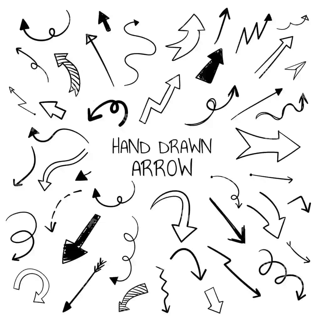 Qo'l chizma oʻcha illustratsiyalari to'plami | Hand drawn arrow illustration collection 2