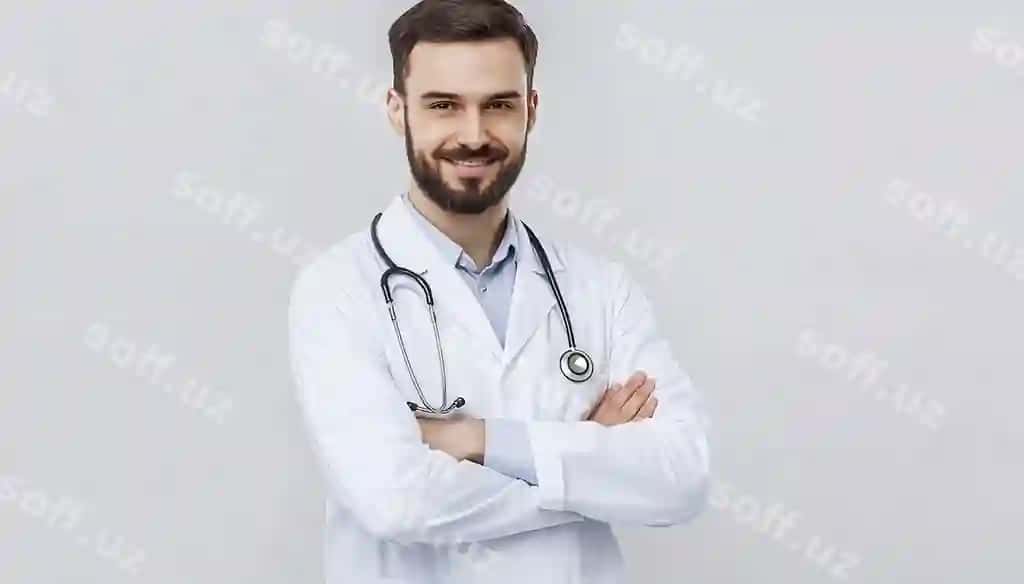 Erkak doktor bo'yi atrofida stetoskop taqgan | Male doctor with stethoscope around his neck 2