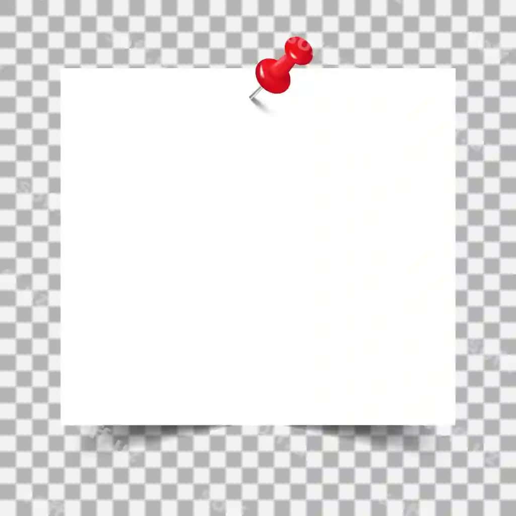 Haqiqiy bo'sh varaqga biriktirilgan qizil pushpin | Realistic blank sheet attached red pushpin